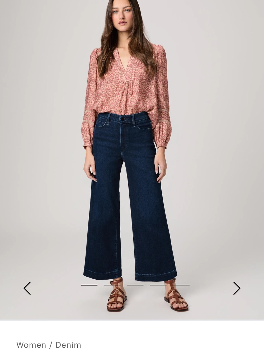 PAIGE Anessa Dark Blue Wide-Leg High-Rise Jeans